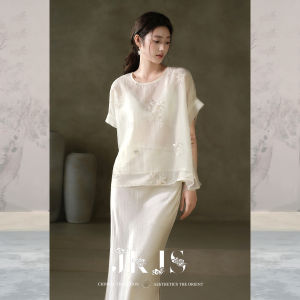 JK＆JS | Lace Embroidered Loose Fit Shirt for Women