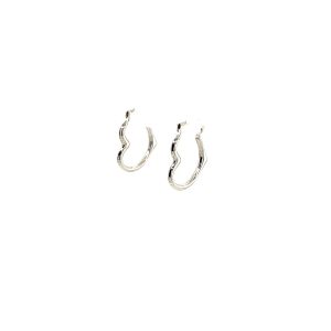 Nathalias NY ต่างหูห่วงหัวใจ ทองคำขาวแท้ 10K เรียบหรู Heart Shaped Hoop Earrings (Pre order ทักแชท)
