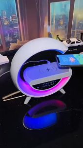BT3401 Wireless Bluetooth Smart Speaker RGB Color Atmosphere Light Fast Charging Desk Lamp Multi-function Clock Ornament