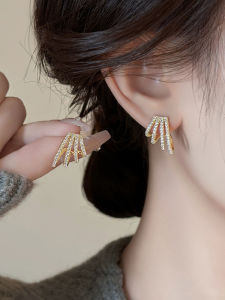 Hoa Tai Đính Đá Rhinestone Nhiều Chân Bằng Bạc Nguyên Chất Cho Nữ Thời Trang Sang Trọng Thiết Kế Thanh Lịch Trang Sức Tai Hợp Thời Trang