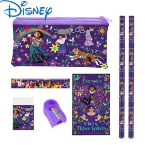 ZEEMIN Christmas Anime Disney Encanto Girls Stationery Set Bags Childrens Cartoon Student Pencil Box Stationery Set Figure Toys Gifts