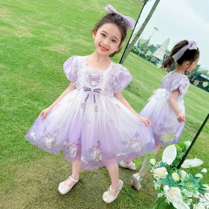 Summer New Style Girls Kurokos Princess Dress Sweet Heart Design Baby Girls Clothing Short Sleeve Milk Silk Fabric Dress