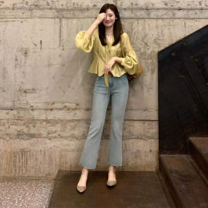 Quần Jeans Ống Thẳng Ôm Dáng Cạp Cao Mùa Hè Mỏng Quần Jeans Denim Ống Thẳng Ôm Dáng Ôm Dáng Quần Jeans Denim