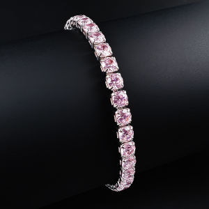 Vòng Tay Sang Trọng Hình Tròn Màu Hồng Cubic Zirconia Dành Cho Nữ Thiết Kế Dây Chuyền & Liên Kết Cổ Điển Quà Tặng Trang Sức Kỷ Niệm S5787