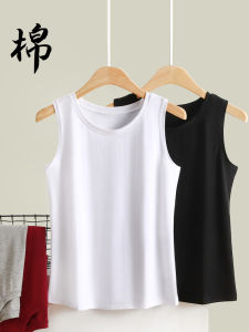 เสื้อกล้ามแขนกุดผ้าฝ้ายบริสุทธิ์สําหรับผู้หญิงหลวมพอดีฤดูร้อนเสื้อถักเสื้อฐานสีขาวอเนกประสงค์สวมใส่ด้านในแจ๊กเก็ต