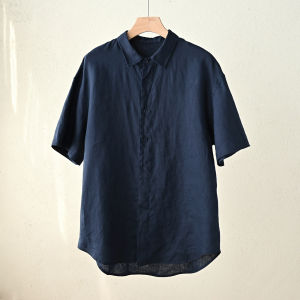 Mens Short Sleeve Linen Shirt Breathable Dry Commute Collar Summer Style Youth Popular Daily Wear Ice Sensation Regular Fit