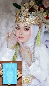 HENNA INSTAN PUTIH MOTIP BESELLER 1PCS(UNTUK TANGAN KANAN KIRI) FREE GLITER FREE LEM KULIT FREE MANIK MANIK