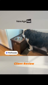 NEW AGE PET Piedmont Pet Diner Feeder Dog Bowl ECOFLEX | Sliding Lid Storage | Moisture Resistant | Pet Food Storage Cabinet with Bowl | Removable Stainless-Steel Bowl