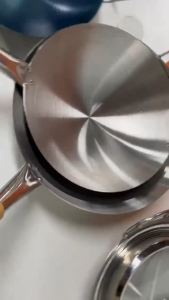 Stainless Steel Uncoated Wok Pan with Glass Lid Solid Ears and Heat-Resistant Handles