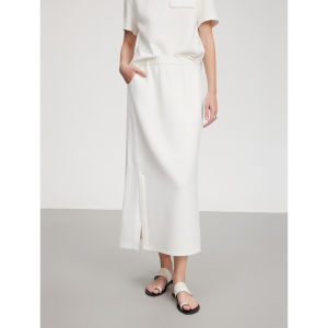 Elle French Commuter Style High Waist Asymmetrical Long Skirt Womens Fashion Spring Summer New Open Split Design Slimming A-Line Skirt