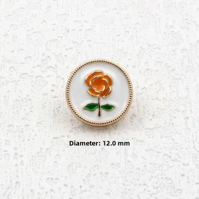 Elegant Metal Rose Flower Decoration Button