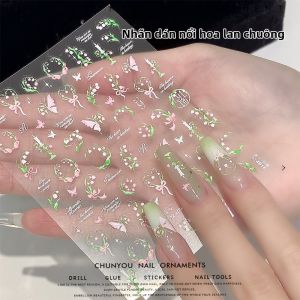 CHUNYOU | Fresh Spring Bellflower 3D Embossed Nail Stickers