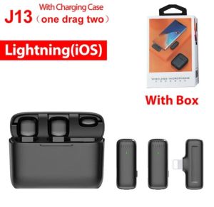 Mic Wireless Clip On Dual Lavalier Microphone Plug & Play Lapel Mic With Charging Case Mikrofon Live