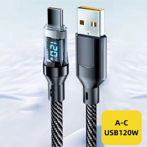 Cáp Sạc Siêu Nhanh NNBILI 120W USB A Sang Type C Có Màn Hình Kỹ Thuật Số Dành Cho Điện Thoại Huawei Android Cáp Dữ Liệu Nylon Đa Năng