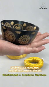 [Amrita] Chuông xoay Nepal mini họa tiết Phật Dược Sư 8cm Kèm Túi-Medicine Buddha-chuông xoay Mật Tông Vajrayana-CXNP37