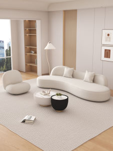 YIZUO | Curved Sofa Creamy Style Living Room Small Space Modern