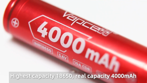 Vapcell N40 - 18650 Lithium Ion Battery 4000 mAh 10A Rechargeable Flat Button Top