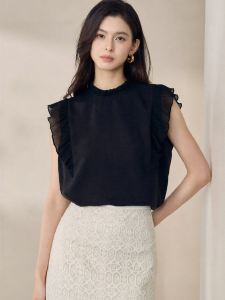 Roey s house | Elegant Black Linen Blend Loose Shirt