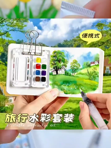 Mini Palette Watercolor Magnetic Akrilik 8/15 Hole Portable Palet Lukis Travel Painting Disk