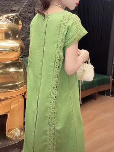 Shalldoer | Váy ngắn tay rộng rãi thời trang thường ngày cho nữ mùa hè mới Váy chữ A cổ chữ V không tay váy chữ A mềm mại vừa phải