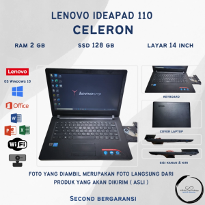 Lenovo Ideapad 110 Ssd 128gb Ram 2gb Gaming Laptop Bekas Garansi 1 Bulan - Warna Cacao