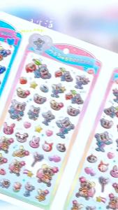 EELHOE | Cute New Angel Blue Wave Water Moisturizing Stickers 3D Relief Stickers DIY Journal Phone Case Decorative