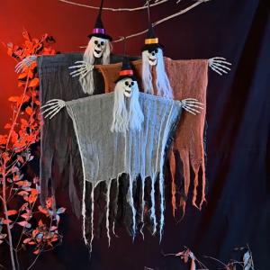 หุ่นผีแขวนฮาโลวีน โครงกระดูกตกแต่ง บ้านผีสิง มีไฟ Halloween Hanging Ghost Doll Decorative Skeleton Haunted House
