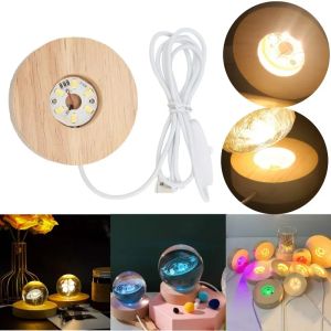 Wood Desktop Decorative Lights Light Base Night Light Wooden Led Usb Display Light Display Stand Lamp Holder Lamp Art Ornament