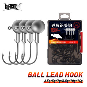 Kingdom 20Pcs Ball Lead Hook Set 3.5g 5g 7g 8.5g 10g 14g Crank Jig Head Hook Hard Bait Soft Worm Jig Lure Jig Hook For Fishing