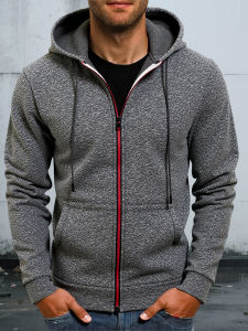 Autumn Mens Sweatshirt Solid Color Casual Long Sleeve Jacket Hoodie Zipper Closure Jacket with Pockets Slim Fit Male Clothing