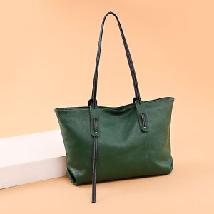 Trendy Large Capacity Leather Tote Bag Womens Bag 2023 New Style Versatile Single Shoulder Cowhide Handbag Internet Famous Bag