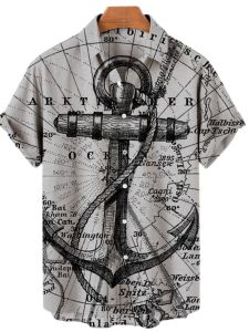 3D Ship Anchor Large-Size Lapel Shirt: A Stylish Choice for Plus Size Men