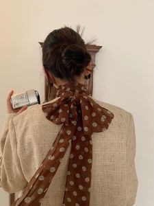 Modern Polka Dot Silk Scarf Womens High Intelligence Sensation Long Fashionable Headscarf Internet Celebrity Hairband