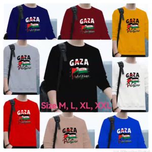 Sale Spesial Sweater Crewneck Elegan Kaos Pria Trendy Sweatshirt Kasual Sweter Cowok Free Gaza