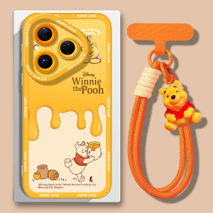 NAZHIMING | Cute Winnie the Pooh Phone Case For Women Silicone Full-body Cover With Lanyard