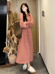 Váy Sơ Mi Phong Cách Đại Học Cạp Cao Dài Tay Dài Thường Ngày Mùa Thu Đông Phong Cách Pháp Thanh Lịch Cao Cấp Mới Về