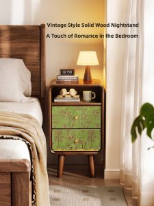 Vintage Style Bedside Cabinet Wooden Mini Storage