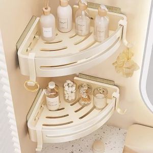Cream Color Wall-Mounted Bathroom Storage Rack