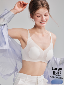 Miiow | Wireless Womens Bra Thin Backless Push Up Underwear Gathered 3/4 Cup V-Neck Summer Season Youth Female Fixed Strap Design