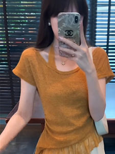 Áo Thun Tay Ngắn Ren Cổ Trễ Pure Desire Phong Cách Pháp Cho Nữ Mùa Hè Thiết Kế Mới Ôm Vừa Vặn Thời Trang Áo Thun