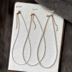 Millie Fine Pearl Necklace Womens Extra Thin Baby Grain Pearl Choker Luxury Layering Jewelry Original Design Alloy Clasp