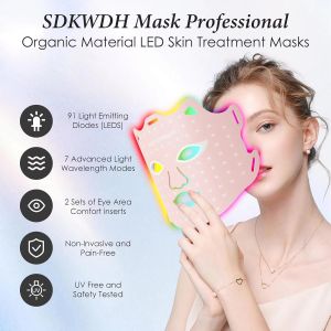 7 Colors Silicone LED Face Mask Photon Therapy Pore Minimizing Brightening Glowing Skin Tone