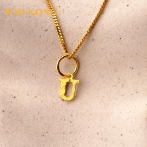 POH KONG 916/22K Gold Exquisite Alphabet Pendant U