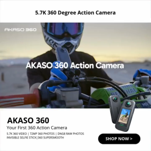 AKASO 360 - Action Camera | 5.7K 360 Video | 72MP 360 Photos | Dual 1/2" 48