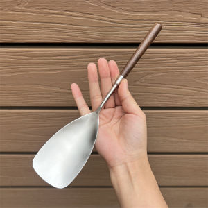 [ไม้วอลนัทหรูหราเบาๆ] 304ทัพพีสแตนเลสทัพพีทัพพีตักข้าวช้อนแบ่งอาหารช้อนใช้ร่วมกันผัดผักผสม