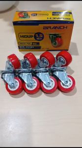 4pcs Roda PVC 1.5 inch Hidup + REM Roda KASTOR Plate Taiwan Roda Troli Nylon Furniture Etalase Troly