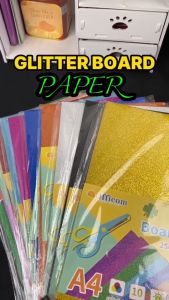 Officom 10PCS Glitter Board | 250GSM A4 Specialty Paper for DIY Cards Scrapbooking & Creative Projects