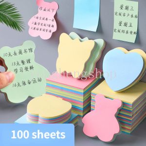 【Hot Sale】100 Sheets Colorful Sticky Notes Creative Cute Leaf Heart Bear Shaped Notepads Writing Stickers To Do List Memo Pad Student Stationery Office School Supply