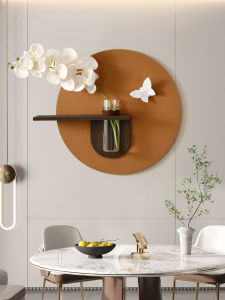 Modern Minimalist Living Room Dining Room Wall Decorative Painting round 3D Landscape Picture with Hydroponic Flower Vase