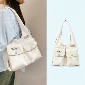 TOUTOU | Yellow Oil Wax Dual-Sided Tote Large Capacity Commuter Single Shoulder Bag